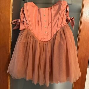 Peach corset dress with skirt